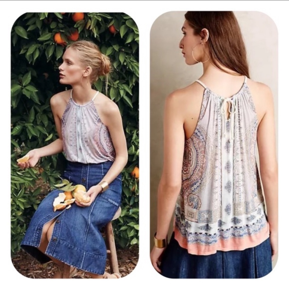Deletta for Anthropologie Sorin Halter Tank Top